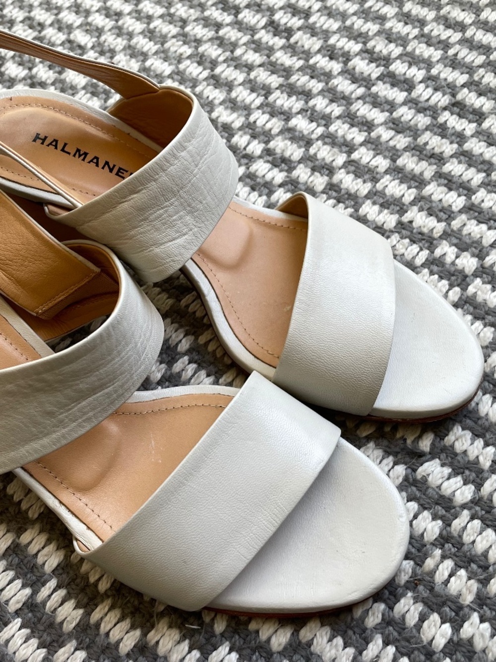 Halmanera white genuine leather sandals size 37. Italy, handmade. Rare